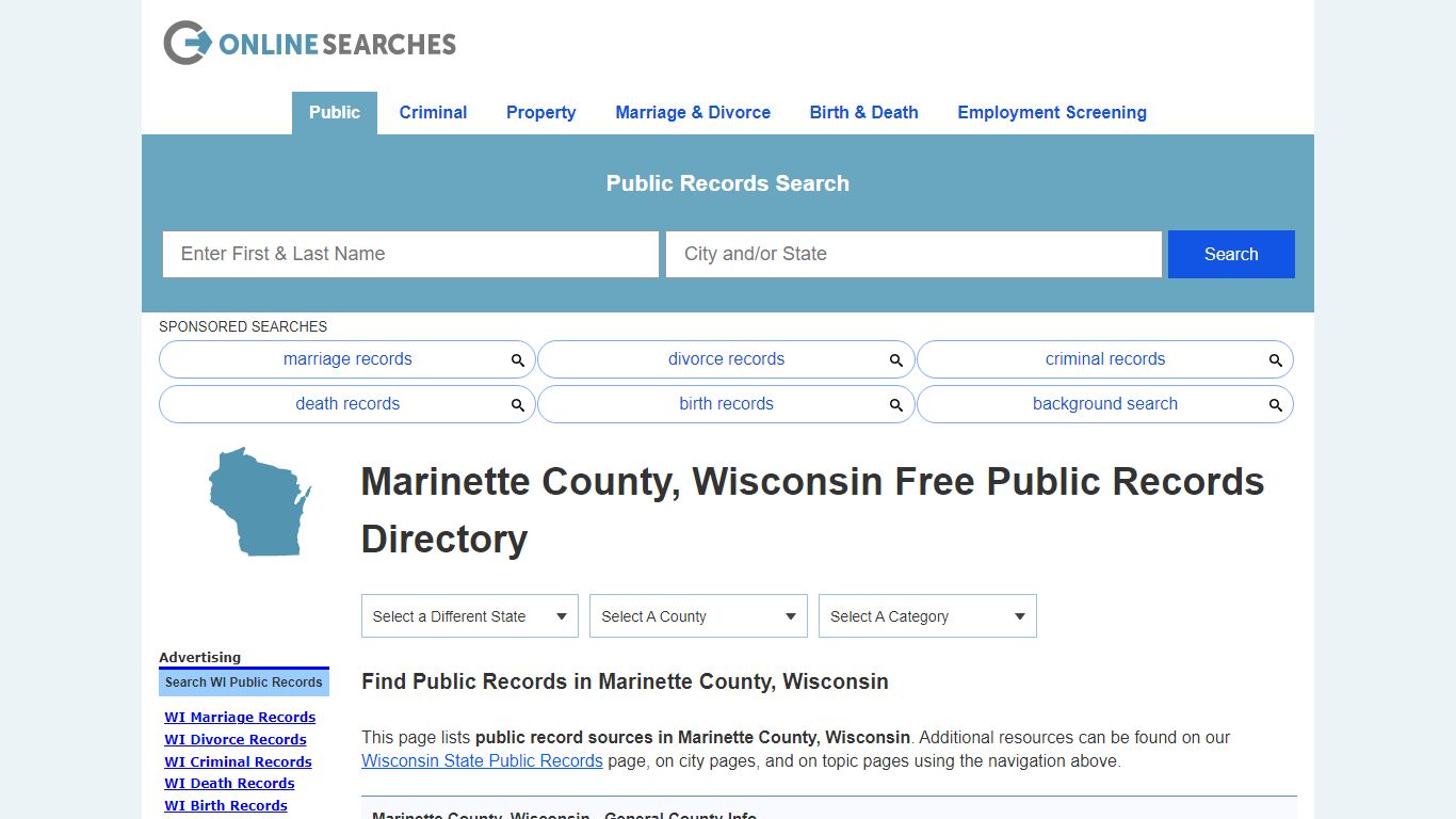 Marinette County, Wisconsin Public Records Directory