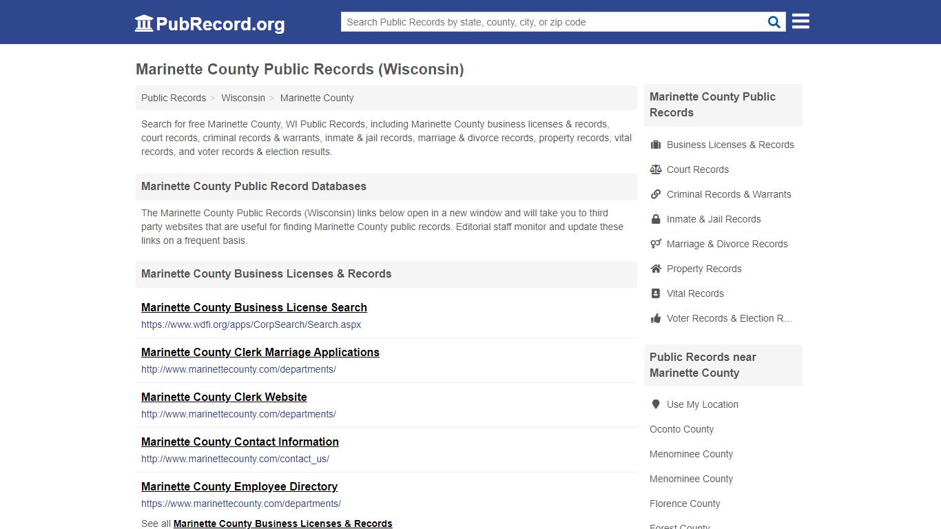 Free Marinette County Public Records (Wisconsin Public Records)
