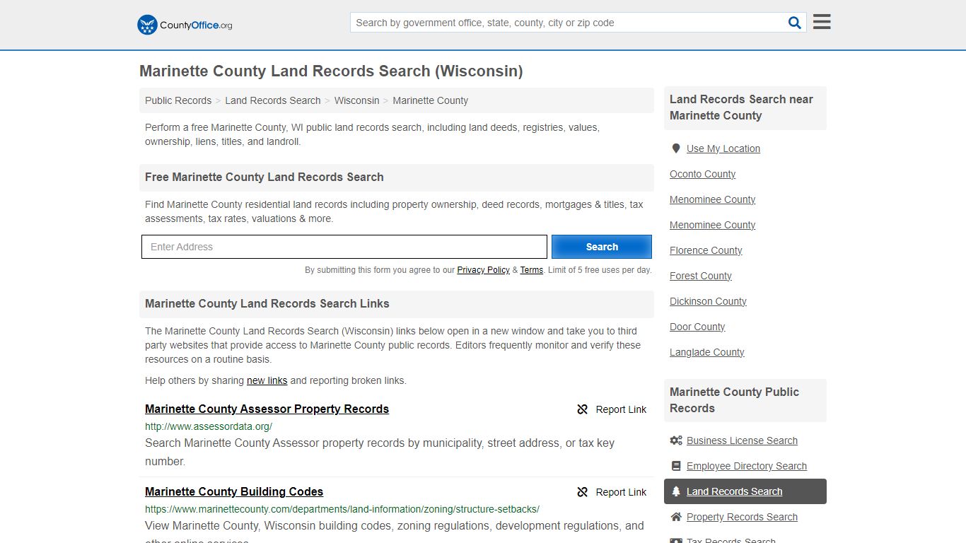 Marinette County Land Records Search (Wisconsin) - County Office