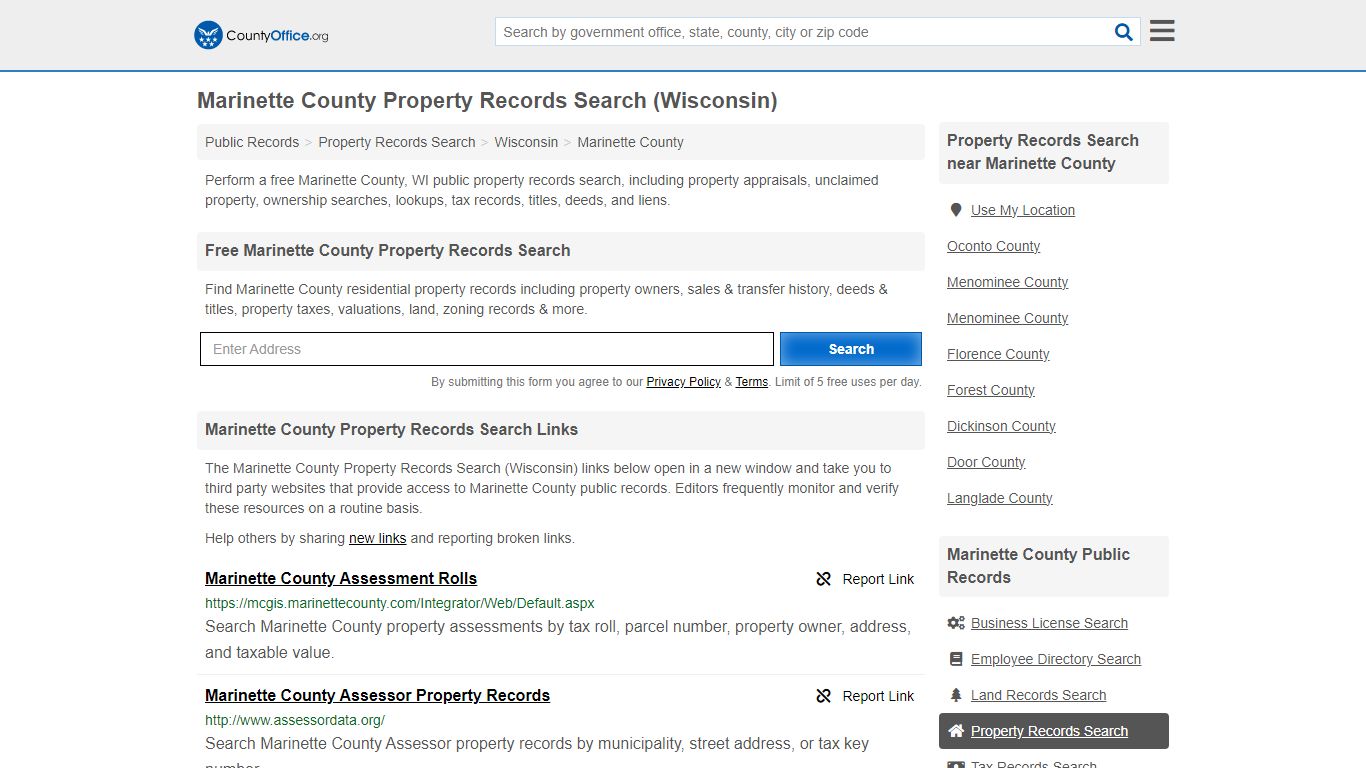 Marinette County Property Records Search (Wisconsin) - County Office